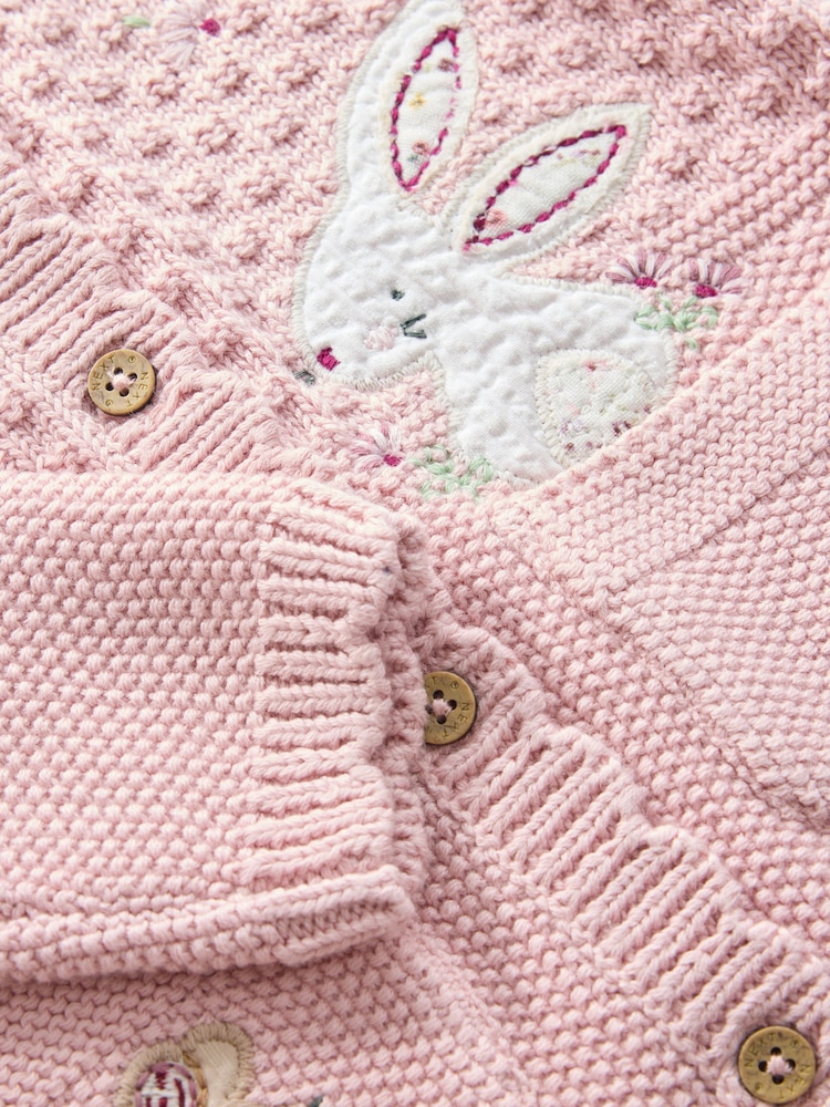 Pink Embroidered Bunny - Cárdigan de punto para bebé (0 meses a 3 años) - Imagen 4 de 4 Pink Embroidered Bunny - Cárdigan de punto para bebé (0 meses a 3 años) - Imagen 4 de 4