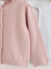 Pink and White Baby Cardigans 2 Pack (0mths-2yrs) - Image 6 of 8