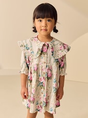 Cream Short Sleeve Collar Dress (3mths-7yrs) - Image 1 of 8