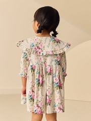 Cream Short Sleeve Collar Dress (3mths-7yrs) - Image 3 of 8
