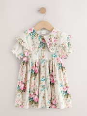 Cream Short Sleeve Collar Dress (3mths-7yrs) - Image 5 of 8