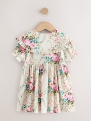 Cream Short Sleeve Collar Dress (3mths-7yrs) - Image 6 of 8