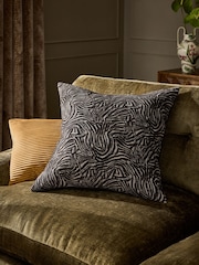 Brown 59 x 59cm Cut Velvet Abstract Zebra Cushion - Image 1 of 5