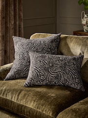 Brown 59 x 59cm Cut Velvet Abstract Zebra Cushion - Image 2 of 5