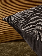 Brown 59 x 59cm Cut Velvet Abstract Zebra Cushion - Image 3 of 5