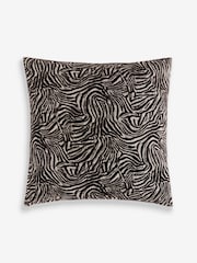 Brown 59 x 59cm Cut Velvet Abstract Zebra Cushion - Image 4 of 5
