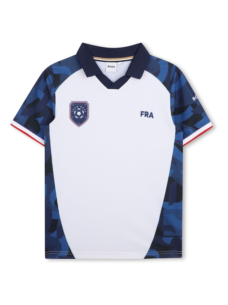 BOSS White World Cup Logo Collar Polo Neck Polo Shirt - Image 1 of 3 BOSS White World Cup Logo Collar Polo Neck Polo Shirt - Image 1 of 3