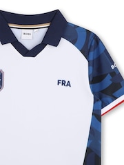 BOSS White World Cup Logo Collar Polo Neck Polo Shirt - Image 3 of 3