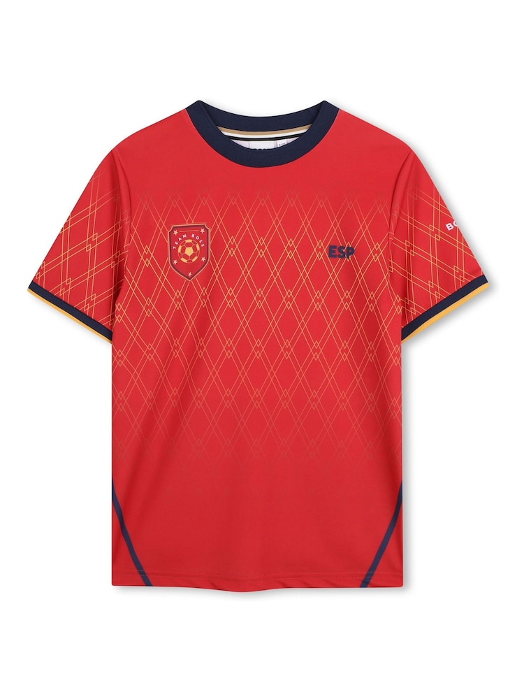 Crveno - BOSS majica kratkih rukava sa logotipom Svetskog kupa sa kratkim rukavom sa okruglim izrezom - Slika 1 od 3