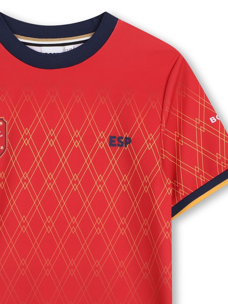 Crveno - BOSS majica kratkih rukava sa logotipom Svetskog kupa sa kratkim rukavom sa okruglim izrezom - Slika 3 od 3