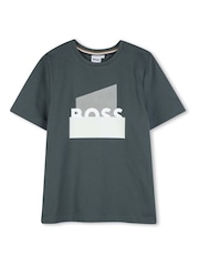 BOSS Green Shape Logo Crew Neck Short Sleeve T-Shirt - Image 3 of 5