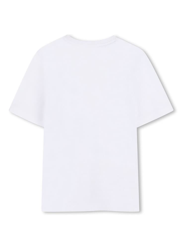 BOSS White Graphic Logo Crew Neck Short Sleeve T-Shirt - Image 2 of 3 BOSS White Graphic Logo Crew Neck Short Sleeve T-Shirt - Image 2 of 3