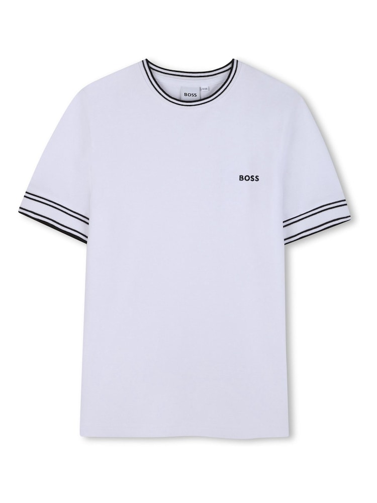 BOSS Logo Short Sleeve Stripe T-Shirt - Imaginea 1 din 3