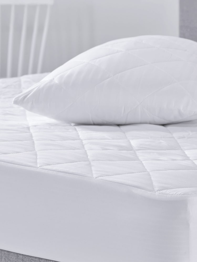 Maagang Paggawa ng Witney Sateen Stripe Deep Elasticated Skirt Mattress White Protector - Larawan 1 ng 2