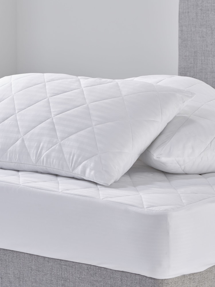 Maagang Paggawa ng Witney Sateen Stripe Deep Elasticated Skirt Mattress White Protector - Larawan 2 ng 2