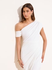 Lipsy White Off The Shoulder Gathered Waist Midi Dress - Image 2 of 4