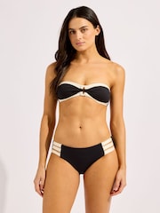 Seafolly Black Bandwave Trim Front Bandeau Bikini Top - Image 2 of 5