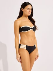 Seafolly Black Bandwave Trim Front Bandeau Bikini Top - Image 3 of 5