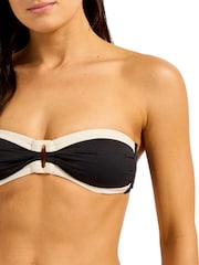 Seafolly Black Bandwave Trim Front Bandeau Bikini Top - Image 4 of 5