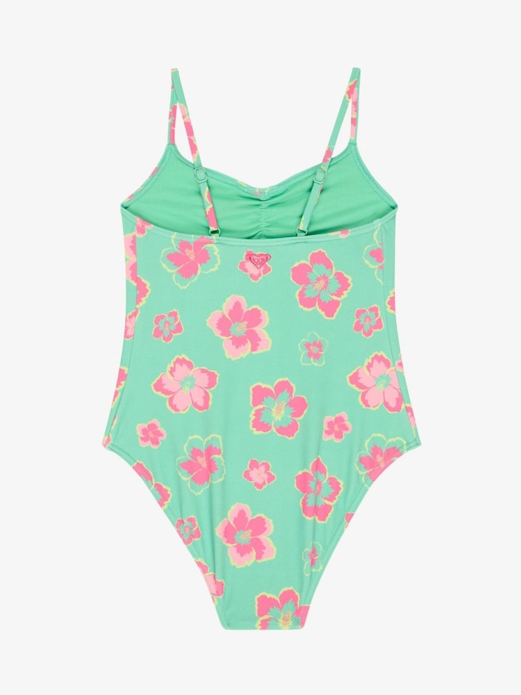 Roxy Green Floral Tropicool Ruffle Swimsuit - Image 2 of 2 Roxy Green Floral Tropicool Ruffle Swimsuit - Image 2 of 2