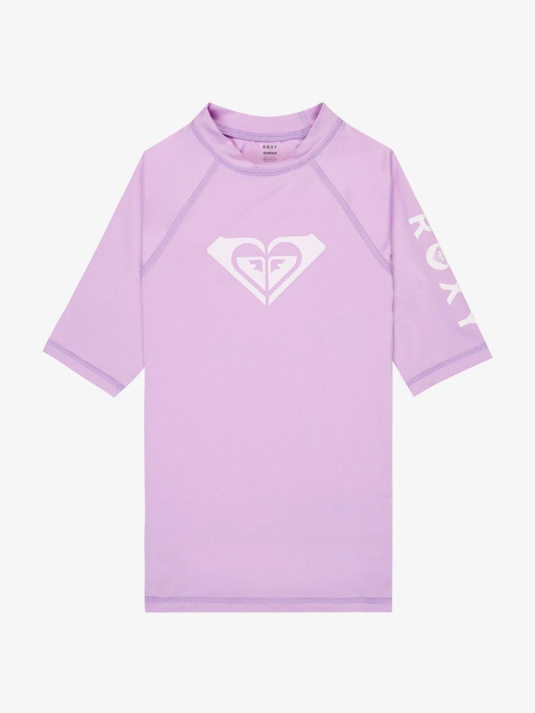 紫色 - Roxy 全心全意短袖 Logo 防晒衣 - 2的图像1｝