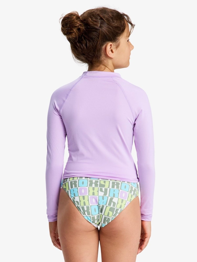 Roxy Purple Whole Hearted Long Sleeve Logo Rash Vest - Image 2 of 7