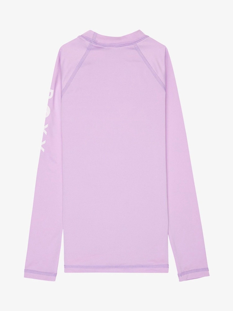 Roxy Purple Whole Hearted Long Sleeve Logo Rash Vest - Image 7 of 7