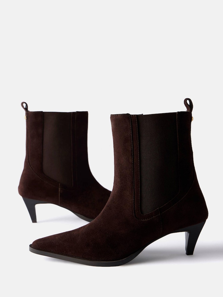 Mint Velvet Brown Ivy Suede Kitten Heel Ankle Boots - Image 4 of 4 Mint Velvet Brown Ivy Suede Kitten Heel Ankle Boots - Image 4 of 4