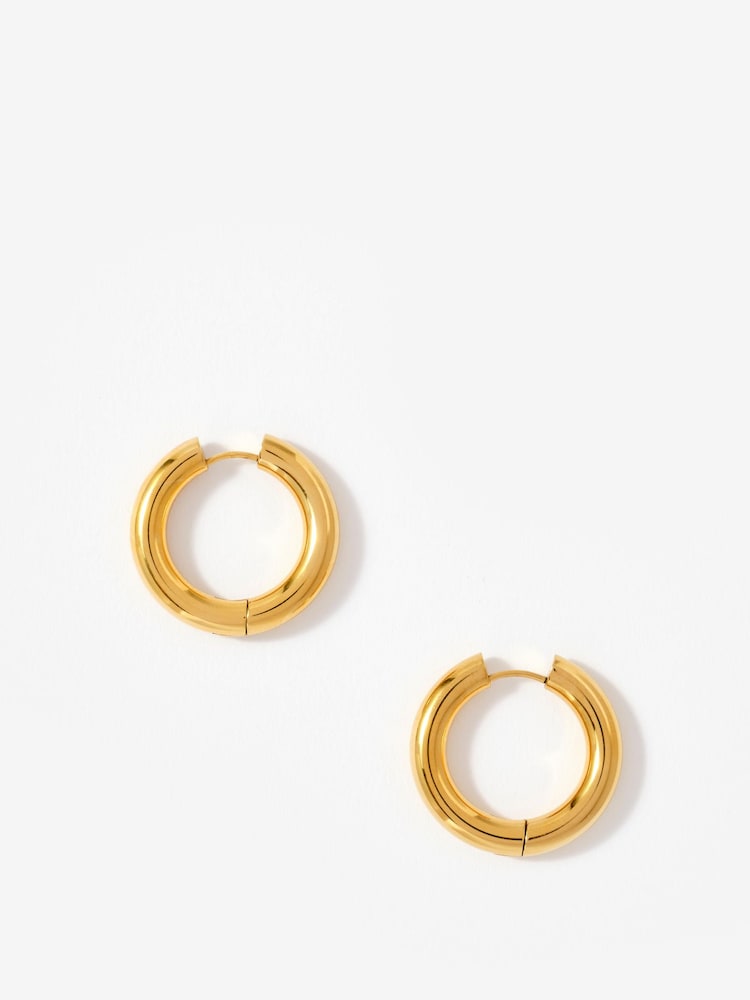 Mint Velvet Gold Tone Stainless Large Hoop Earrings - Image 1 of 3 Mint Velvet Gold Tone Stainless Large Hoop Earrings - Image 1 of 3