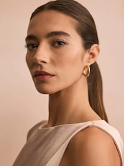 Mint Velvet Gold Tone Stainless Large Hoop Earrings - Image 4 of 6