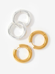 Mint Velvet Gold Tone Stainless Large Hoop Earrings - Image 6 of 6