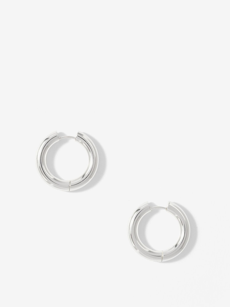 Mint Velvet Silver Tone Stainless Large Hoop Earrings - Image 1 of 3 Mint Velvet Silver Tone Stainless Large Hoop Earrings - Image 1 of 3