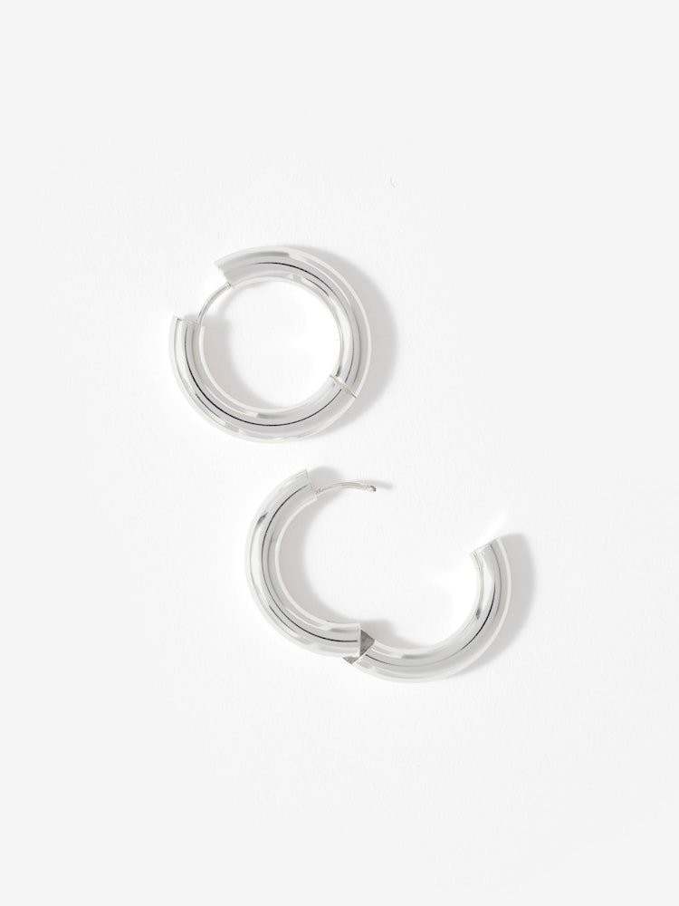 Mint Velvet Silver Tone Stainless Large Hoop Earrings - Image 2 of 3 Mint Velvet Silver Tone Stainless Large Hoop Earrings - Image 2 of 3