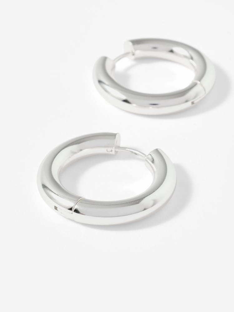 Mint Velvet Silver Tone Stainless Large Hoop Earrings - Image 4 of 4 Mint Velvet Silver Tone Stainless Large Hoop Earrings - Image 4 of 4