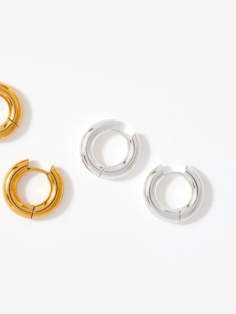 Srebrno - Minđuše od nehrđajućeg mini obruča od metvice - Slika 4 od 4