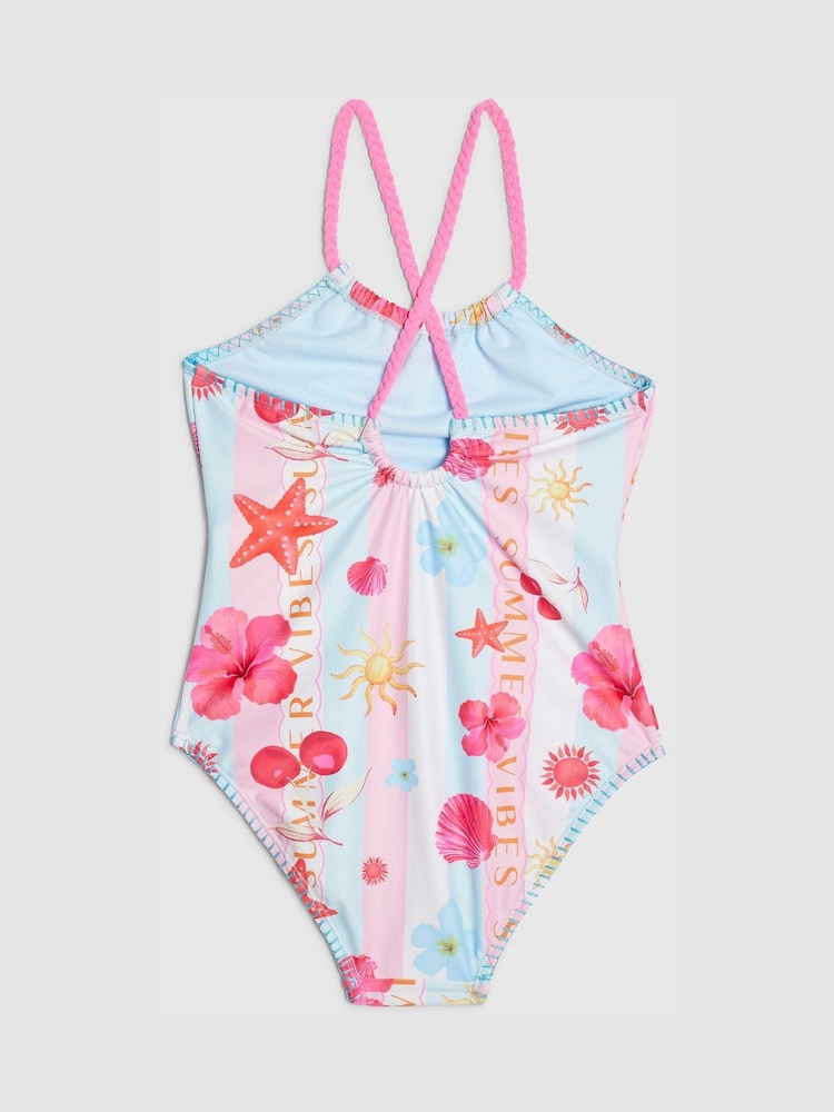 River Island Blue Stripe La Mer Swimsuit - Image 2 of 4