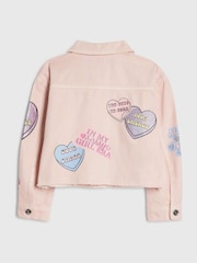 River Island Pink Love Heart Denim Jacket - Image 4 of 6