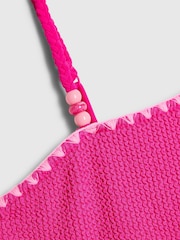River Island Pink Asymmetric Textured Logo Swimsuit - Image 3 of 4