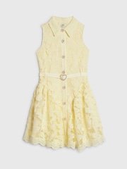 River Island Yellow Bow Lace Belted Prom Dress - Image 1 of 4
