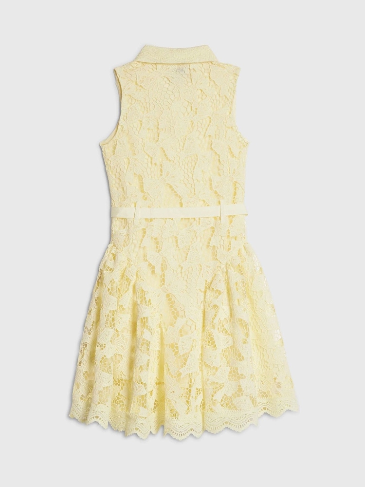River Island Yellow Bow Lace Belted Prom Dress - Image 2 of 4