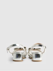 River Island Silver Diamonte Bow Heeled Sandal - Image 3 of 4