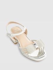 River Island Silver Diamonte Bow Heeled Sandal - Image 4 of 4