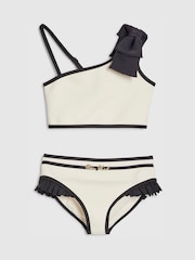 River Island Cream Asymmetric 3D Bow Bikini - Image 1 of 4
