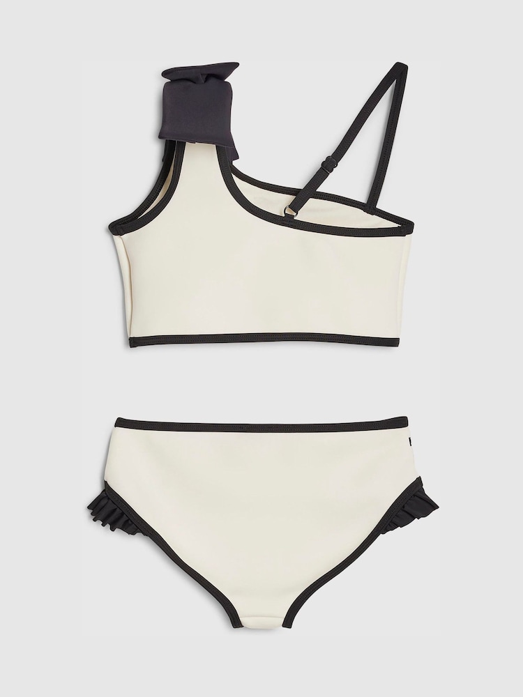 River Island Cream Asymmetric 3D Bow Bikini - Image 2 of 4