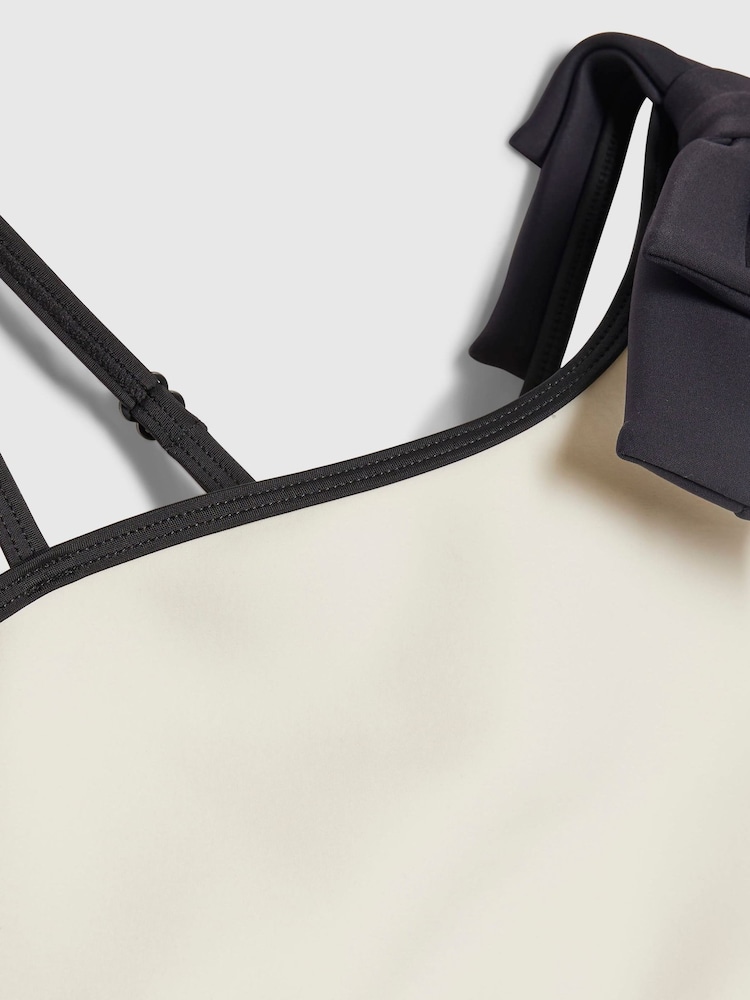 River Island Cream Asymmetric 3D Bow Bikini - Image 4 of 4