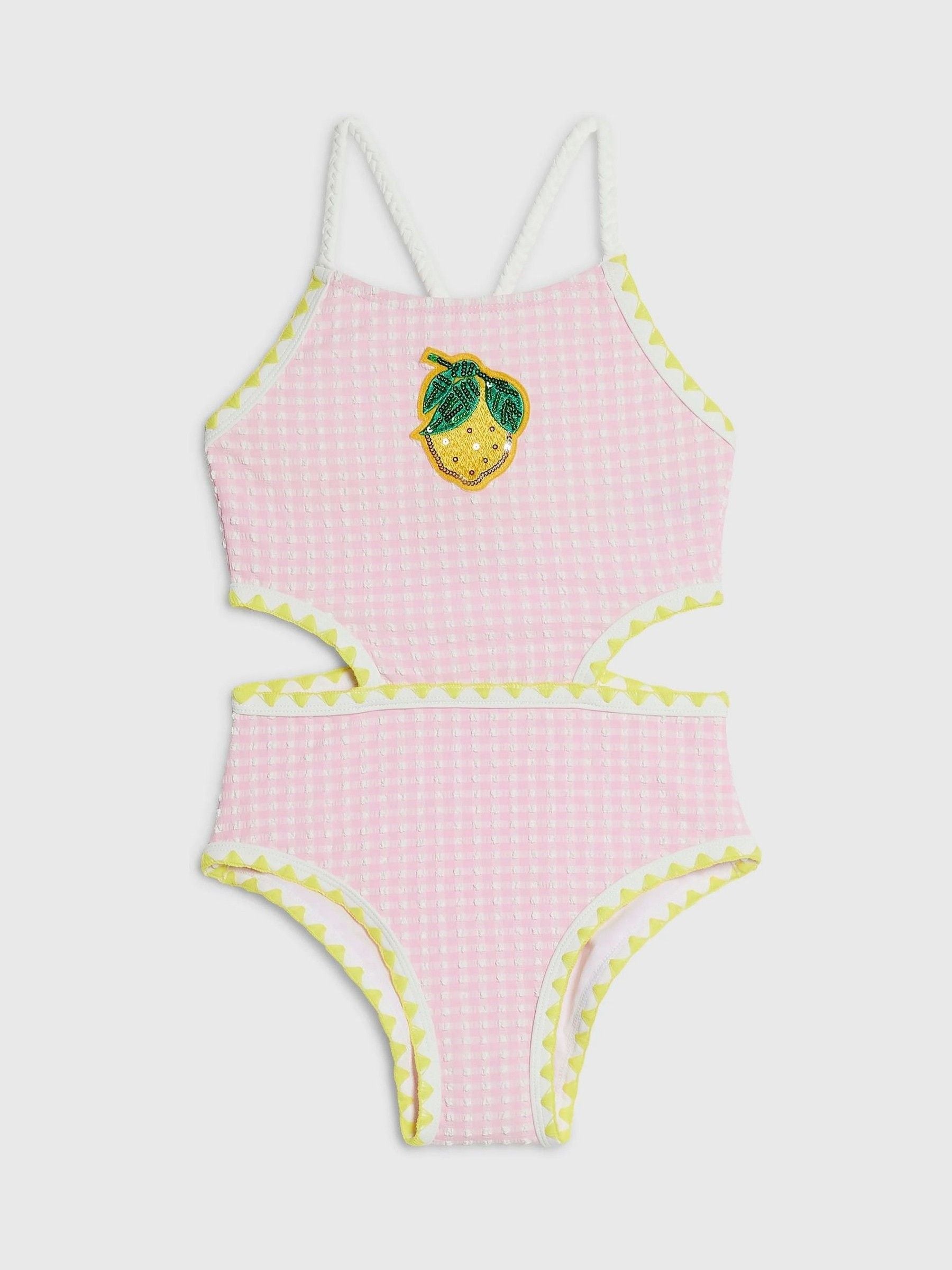 Next：日本 River Island レモンストライプ柄カットアウト水着 from