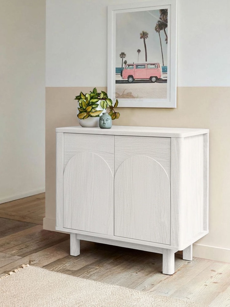 White Arches Mango Wood Effect Small Sideboard - Image 1 of 2 White Arches Mango Wood Effect Small Sideboard - Image 1 of 2