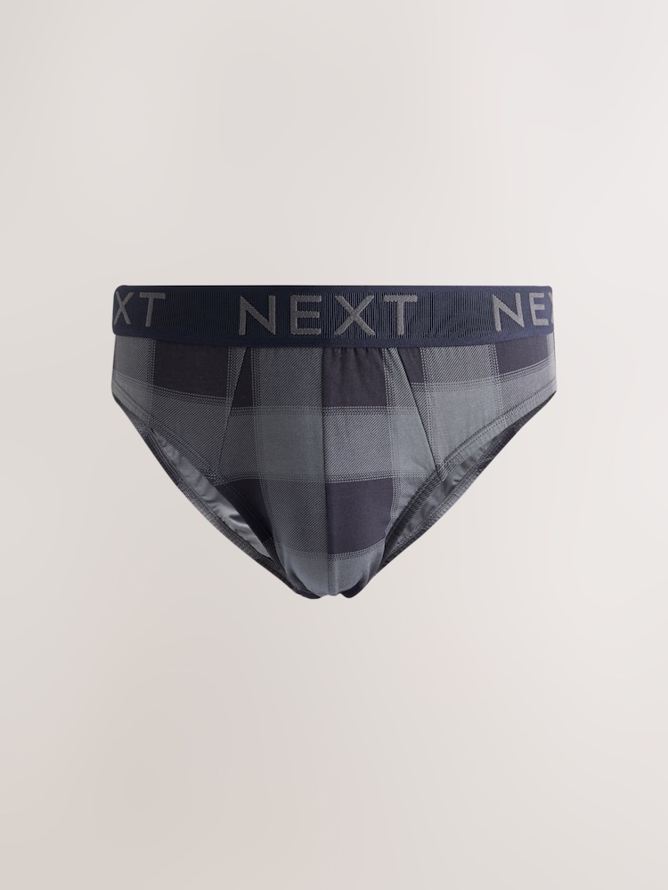 Orange Check Print 5 Pack Cotton Rich Briefs - Image 2 of 10