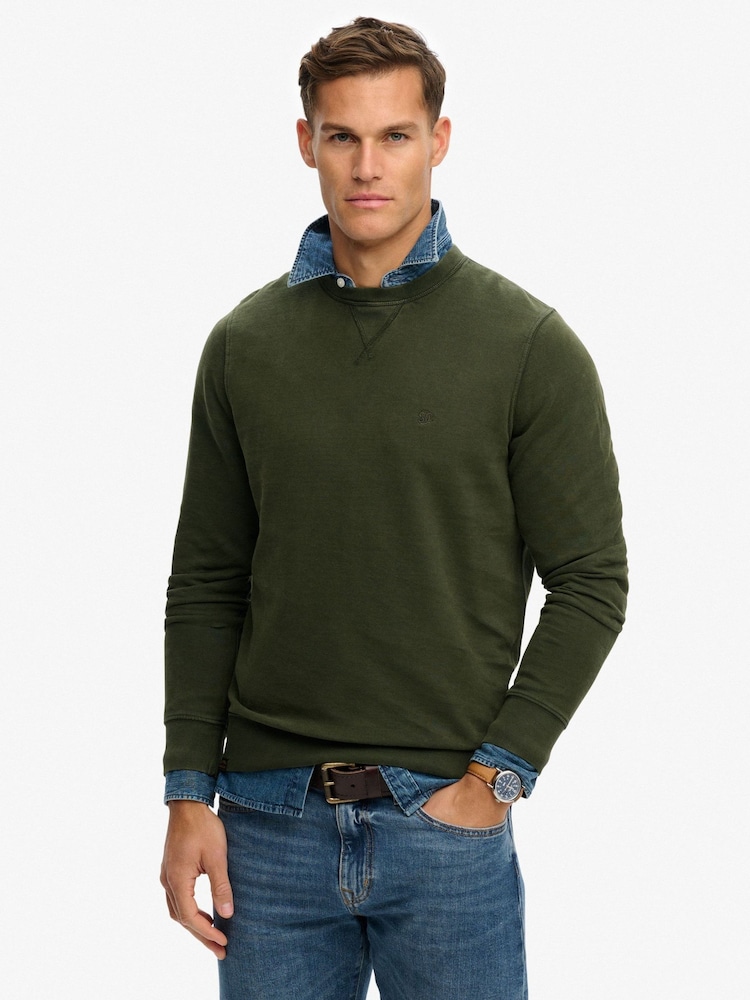 Superdry Green Classic Essential Sweatshirt - Image 1 of 5 Superdry Green Classic Essential Sweatshirt - Image 1 of 5