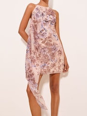 Lipsy Light Pink Snake Print Ruffle Halter Mini Dress - Image 4 of 5